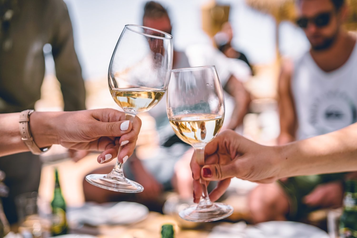 two women holding glass of champagnes