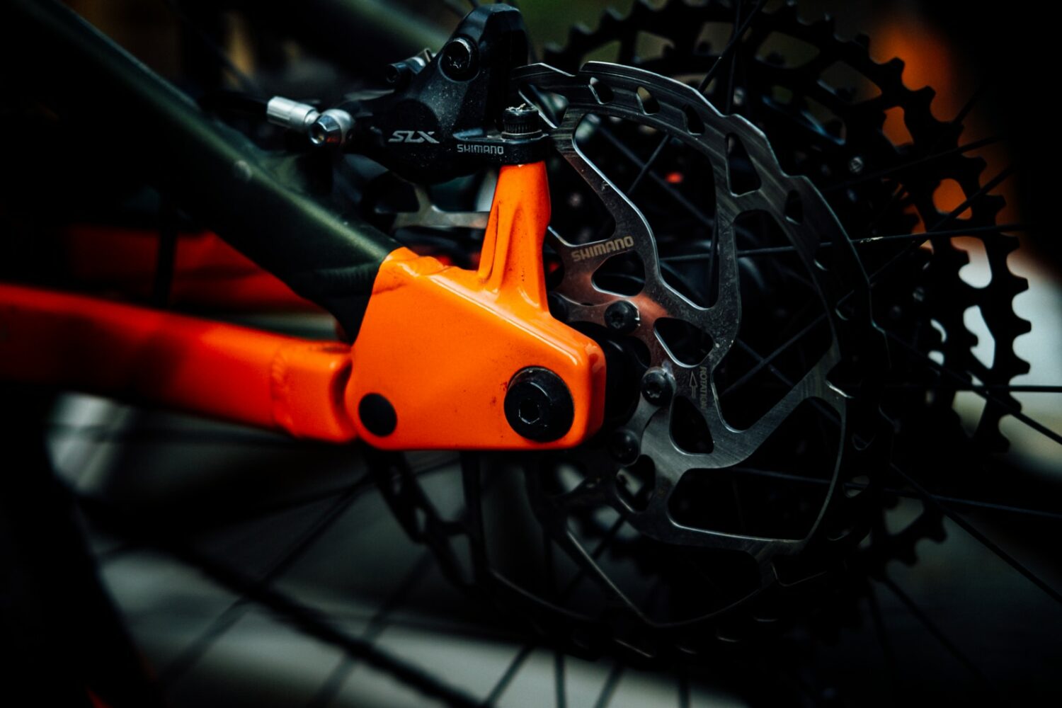 black and orange bike gear s
